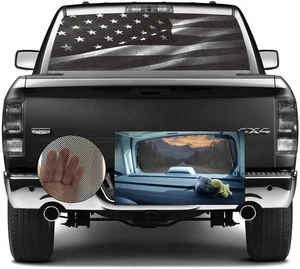 LKW Heckscheibe Grafik amerikanische Flagge Aufkleber, Patriot LKW schwarze Flagge 1 - Bild 1 von 7