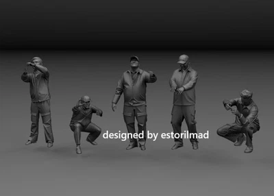 3D Printing 1/72 World War II  U.S. Air Force crew 5 Person Unpainted - Image 1 of 3