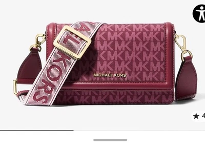 Michael Kors Jet Set Small Logo Print Woven Smartphone Crossbody Bag (Mulberry) - Image 1 of 4