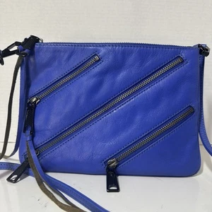 ECHT Rebecca Minkoff Kobaltblau Moto Rocker Leder Crossbody Swingpack Tasche - Bild 1 von 10