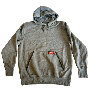 Milwaukee Sweater Mens L Gray Logo Loose Fit Fleece Lined Pullover Hoodie - Picture 1 of 13