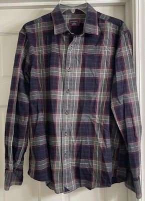 Untuckit Logo Flannel Plaid L/S Button Up Shirt Men's Sz L - Image 1 of 4