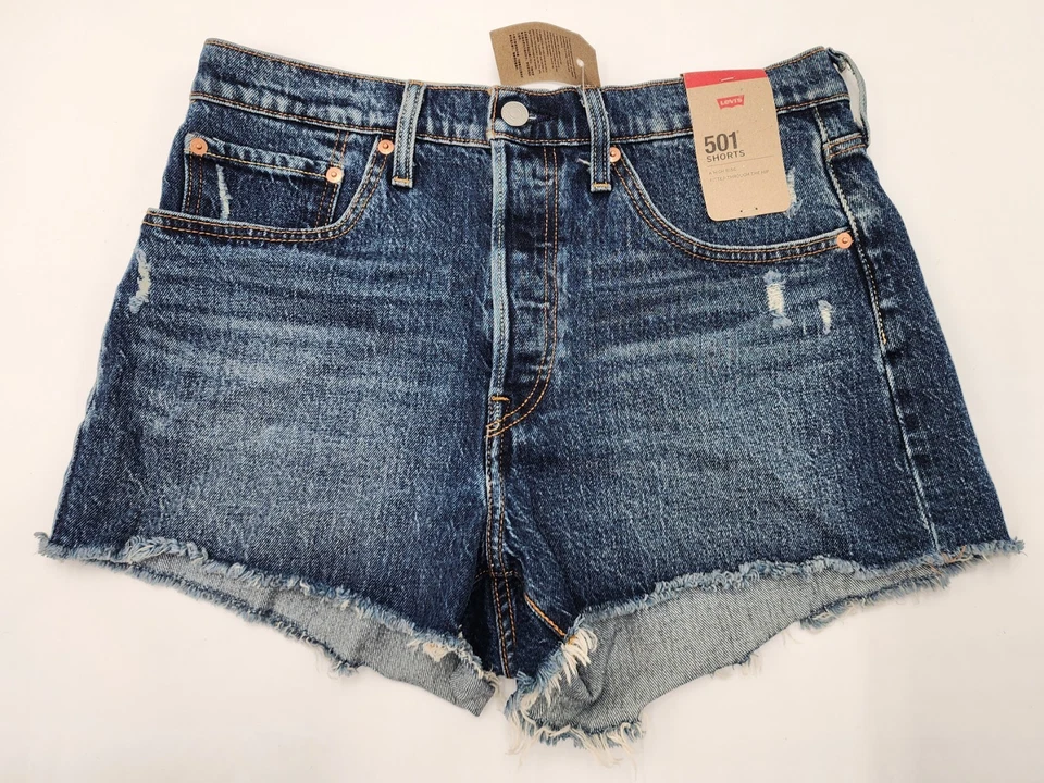 Levi's 501 Original High-Rise Distressed Button-Fly Denim Cutoff Shorts 30