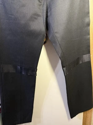 CHANEL Black Pants Unique Satin Leg Stripe Size 44 - Image 1 of 4