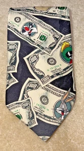 Looney Tunes Money Mania Krawatte 1996 Herren Designer 100 % Seide Neuheit Krawatte - Bild 1 von 5
