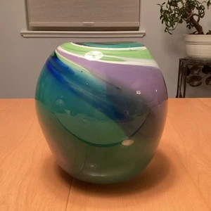 Karg Vaso in vetro soffiato a mano pesante 6 1/2” x 6” - Foto 1 di 12