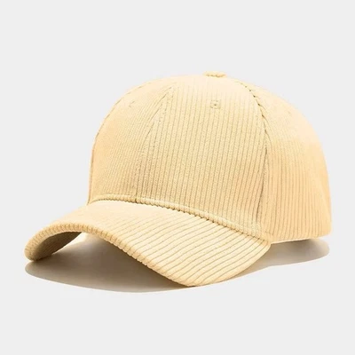 Corduroy Baseball Cap - Soft Adjustable Vintage Dad Hat Casual Streetwear - Image 1 of 4