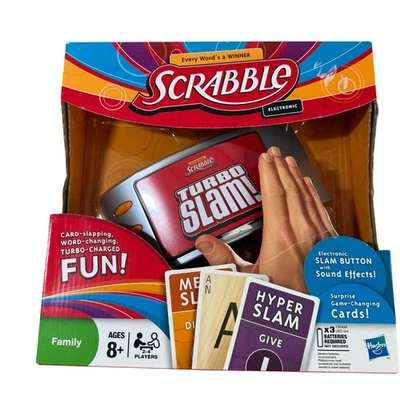 Scrabble Turbo Slam Electronic Card Game 2-4 Players Ages 8+ Family Fun Hasbro - Image 1 of 4