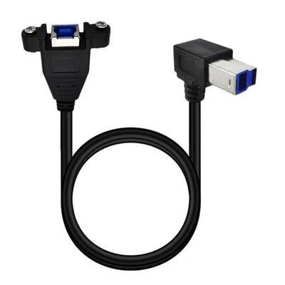 USB-B 3.0 Male to Female Extension Cable Panel Mount Left Angle 0.5m for Printer - Image 1 of 4