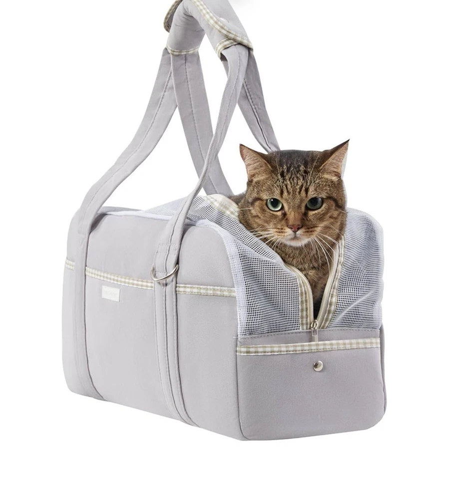 Machamie- Grey Cat Carrier | Mesh Windows | Soft Luxury-  Small Dogs,Up to 15 lb - Image 1 of 4