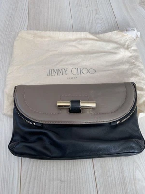 Bolsa de mão feminina JIMMY CHOO couro bicolor preta X cinza 19 x 30cm - Imagem 1 de 4