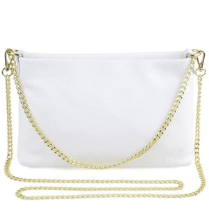 Italian Genuine Leather Handbag for Women Clutch Evening Bag Gold Chain Strap... - Picture 1 of 4
