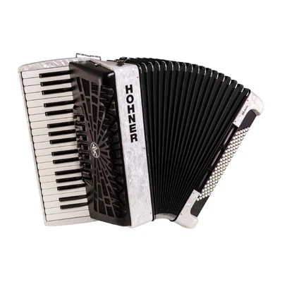 Hohner Bravo III 96 Chromatic Piano Key Accordion Pearl White - Image 1 of 3