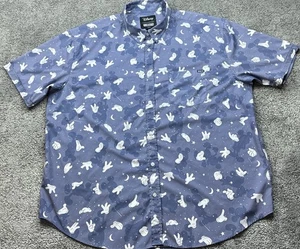 Camisa Disney RSVLTS Para Hombres 3XL Azul Manos Mickey Mouse Manga Corta Abotonada - Imagen 1 de 15