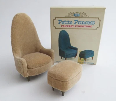 Ideal Petite Princess Fantasy #4412-3 Silla Ocasional de Terciopelo y Otomana Lt Marrón Foto 1 de 4