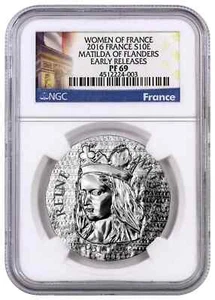 2016 France Women of France - Matilda of Flanders  Silver €10  Coin NGC PF PR 69 - Picture 1 of 2