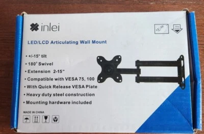 Inlei LED LCD Montaje en Pared Articulado 13" - 30" Placa VESA de Liberación Rápida NUEVO Foto 1 de 2