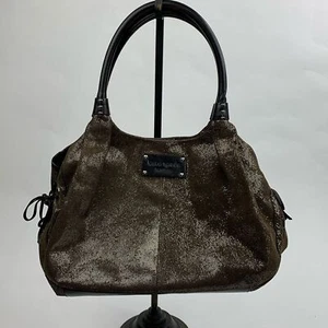 Kate Spade Metallic Shimmer Hobo bag Leather Trim Lined Pockets Sparkle Snap - Picture 1 of 15