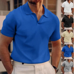 New men's polo shirt with a V-neck collar and a waffle style men's T-shirt - Picture 1 of 29