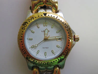 mans yellow and white plated lorus date watch - image 1 of 4