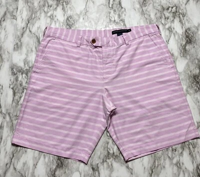 Pantalones Cortos Para Hombre FRENCH CONNECTION Talla 38 Rosa Rayas Botón Mosca Chino Foto 1 de 4