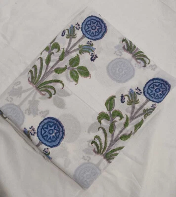 Indian Handmade Black Hand Block Print Running Cotton Voile Fabric By The YardHh - Image 1 of 4