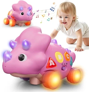 Baby Musical Crawling Toys for 1 Year Old Girl Boy, Dinosaur Bilingual Learning - Picture 1 of 14