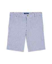NWT Polo Ralph Lauren Boys Stretch Cotton Seersucker Shorts, Blue/White, Sz 6