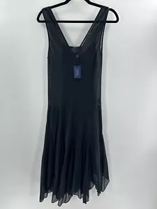 NWT $198.00: Polo by Ralph Lauren LBD Sheer Crepe Dress in Polo Black S Preppy - Picture 1 of 8