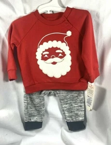 NEU KATZE & JACK BABY WEIHNACHTEN URLAUB WEIHNACHTSMANN SWEATSHIRT GRAU HOSE 2P OUTFIT 3-6M - Bild 1 von 7