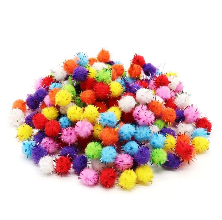 50/100 Glitter 15mm Pom Poms Crafts, Sparkly, Card Making, Assorted Packs - 1364 - Image 1 of 1