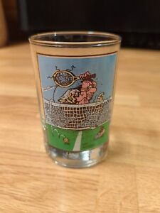 Gary Patterson Cartoonist Glass Cup Arbys Collectors Series Luck Out Tennis 1982