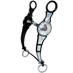 Sterlingsilber California Vaquero Rindshorn Schaft schwarz Stahl Show Trense Bit - Bild 1 von 10