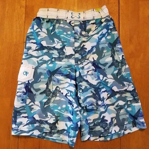 OP Ocean Pacific Boys Board Shorts, Swim Trunks, L, Shark Print EUC One Pocket - Picture 1 of 5