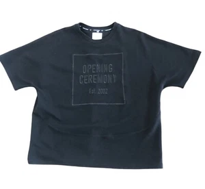 Top negro de manga corta Opening Ceremony tela texturizada de piqué para mujer talla XL NUEVO - Imagen 1 de 12