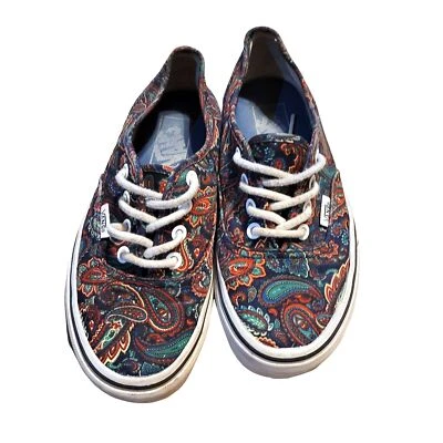 Van's Paisley Bison Era Red Blue Print Lace Up Women's Sz 5.5 - Image 1 of 4