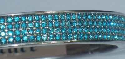 FABULOSO BRAZALETE BRAZALETE AZUL HIELO 4 FILAS ESTRÁS TONO PLATA JUGOSO ALTA COSTURA Foto 1 de 4