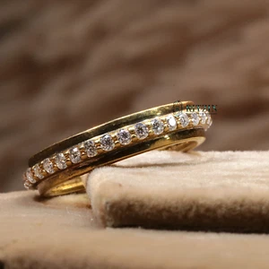 2 MM Round Cut Moissanite Yellow Gold Plated Full Eternity Band For Women - Picture 1 of 7