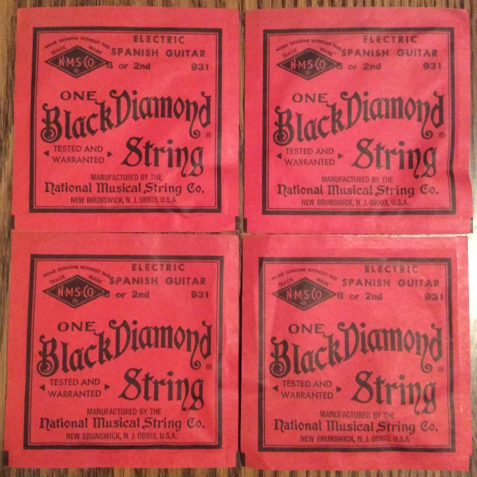 Vintage NOS Black Diamond Electric Spanish Guitar B Strings Lot Of 4 - Image 1 of 4