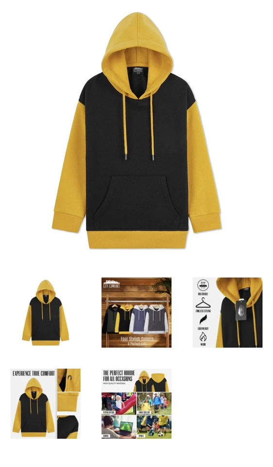 City Comfort Hoodie Age 4/5 Years Black And Yellow Brand New In Bag With Tags - Image 1 of 1