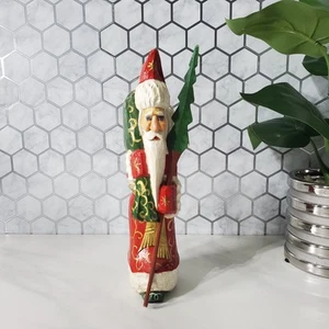 Wooden Vintage Hand Carved and Painted Russian Santa Christmas Figurine - Picture 1 of 17