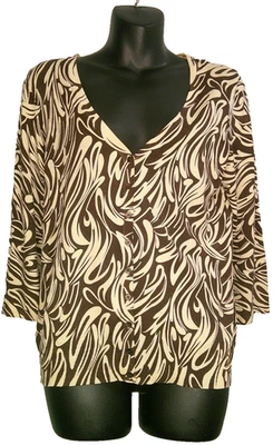 Cárdigan Josephone Chaus cuello en V marrón crema abotonado para mujer pequeño Foto 1 de 4