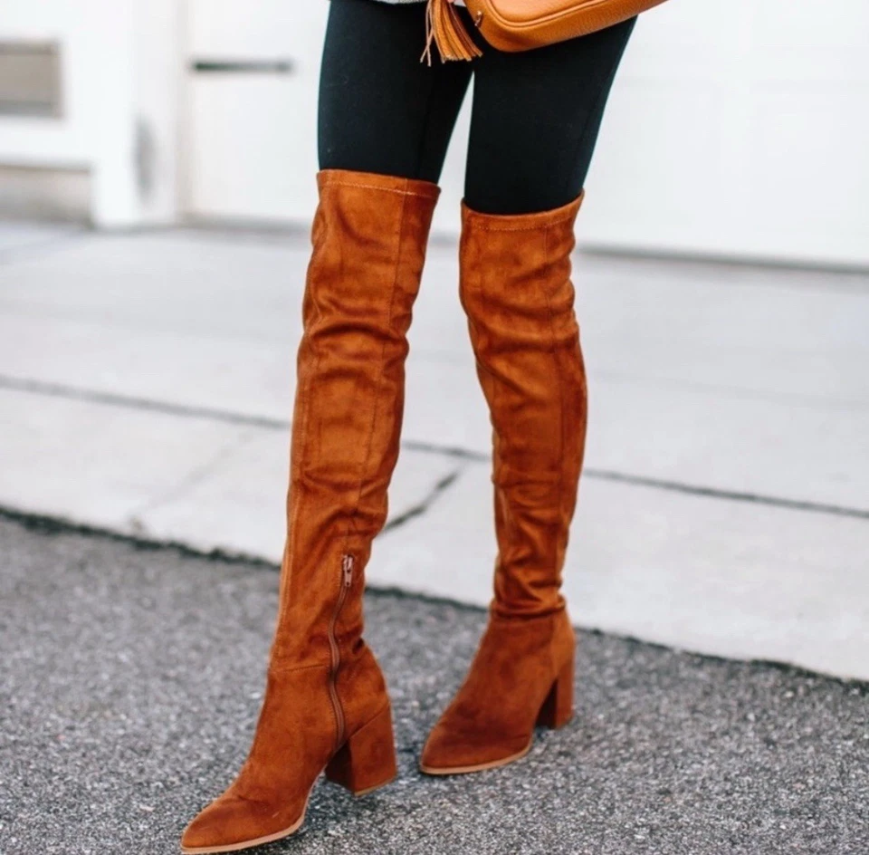 NWOB Steve Madden Jacey Over the Knee Suede Boots in Chestnut Brown Tan Size 6 - Image 1 of 4