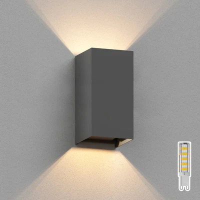 Wandleuchte CUBEL für außen, anthrazit, IP65, Up & Downlight, rechteckig, - Bild 1 von 4