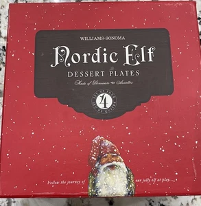 Williams Sonoma Weihnachten Xmas NORDIC ELF 7-1/8" Dessertteller 4er Set Neu im Karton - Bild 1 von 10