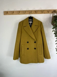 Hobbs London Double Breasted Coat Lime Green Wool Blend Smart Size Uk 8 - Picture 1 of 13
