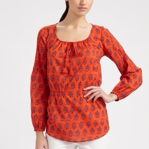 Top tunica Tory Burch Evelina stampa floreale taglia 8 arancione multi tropicale