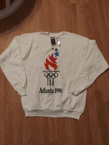 Vintage 1996 Atlanta Olympics Adult XL Hanes Heavyweight Sweatshirt White(NEW) - Picture 1 of 9