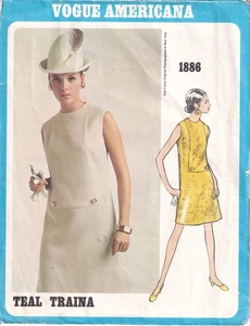70s Vogue Sewing Pattern 1886 Teal Traina Misses Dress Jewel Neckline Size 14 - Bild 1 von 2
