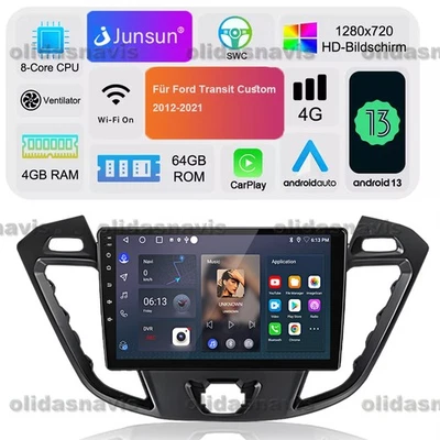 DAB+ Android 13 4+64GB Carplay Autoradio Für Ford Transit Custom 12-21 GPS NAVI - Bild 1 von 4